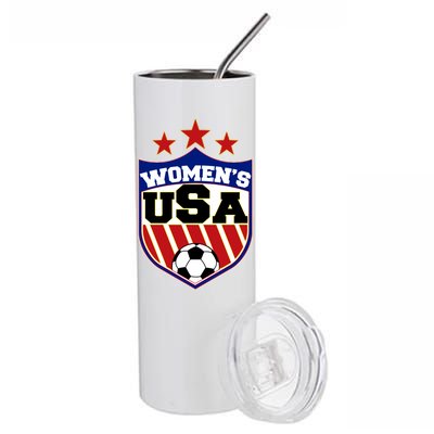 Womens Soccer USA Emblem Stainless Steel Tumbler