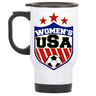 Womens Soccer USA Emblem Stainless Steel Travel Mug