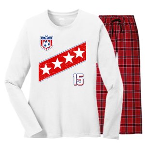 Women's US Soccer Jersey Women's Long Sleeve Flannel Pajama Set 