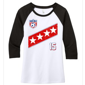 Women's US Soccer Jersey Women's Tri-Blend 3/4-Sleeve Raglan Shirt