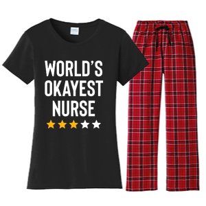 Worlds Okayest Nurse Er Cna Rn Nurse Life Funny Nurse Week Women's Flannel Pajama Set