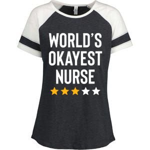 Worlds Okayest Nurse Er Cna Rn Nurse Life Funny Nurse Week Enza Ladies Jersey Colorblock Tee