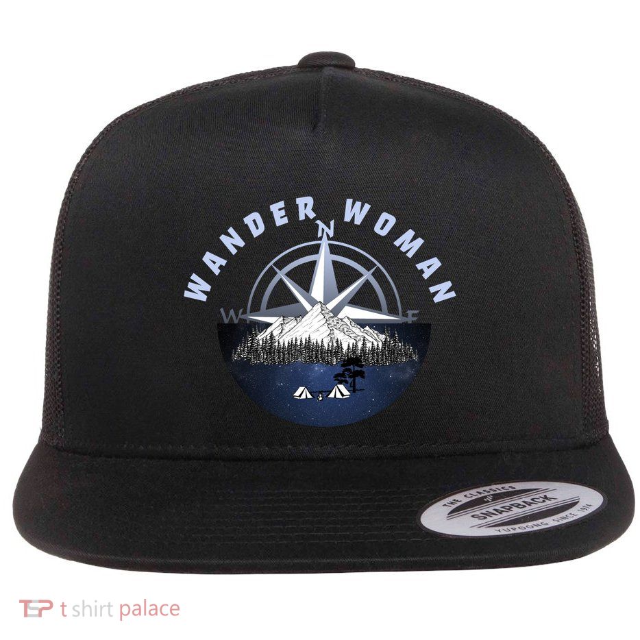 Wondar Woman Outdoors Camping Wonderer Flat Bill Trucker Hat
