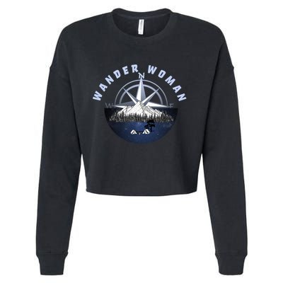 Wondar Woman Outdoors Camping Wonderer Cropped Pullover Crew
