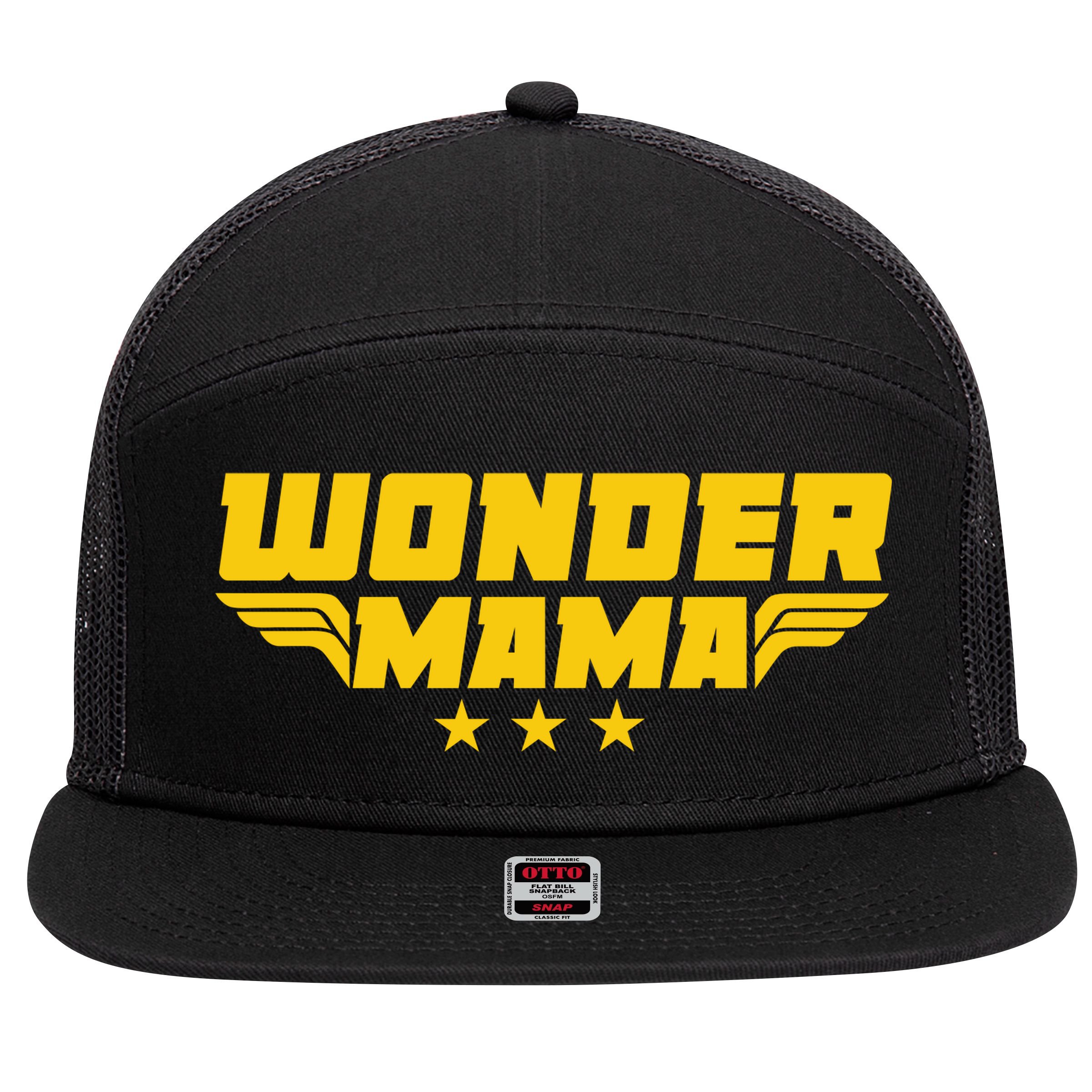 Wonder Mama 7 Panel Mesh Trucker Snapback Hat