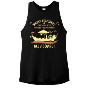 Wonka Boat Chocolate Tours All Aboard Ladies PosiCharge Tri-Blend Wicking Tank