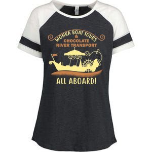 Wonka Boat Chocolate Tours All Aboard Enza Ladies Jersey Colorblock Tee