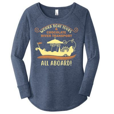 Wonka Boat Chocolate Tours All Aboard Women's Perfect Tri Tunic Long Sleeve Shirt