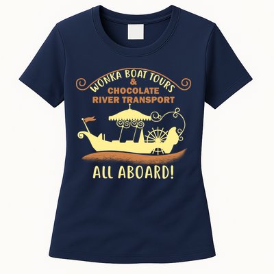 Wonka Boat Chocolate Tours All Aboard Womens T-Shirt