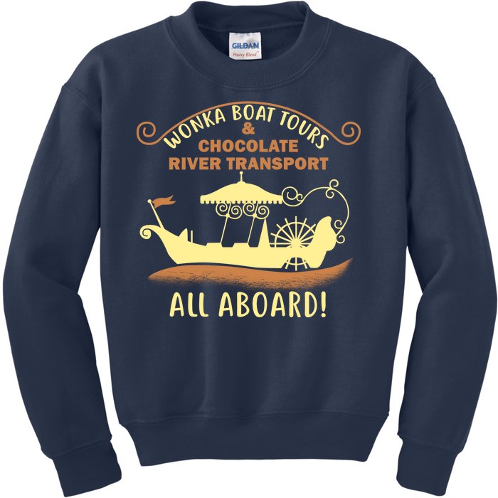 Wonka Boat Chocolate Tours All Aboard Kids Sweatshirt