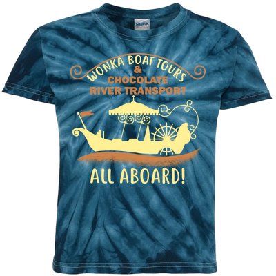 Wonka Boat Chocolate Tours All Aboard Kids Tie-Dye T-Shirt