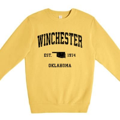 Winchester Oklahoma Ok Vintage Athletic Sports Premium Crewneck Sweatshirt