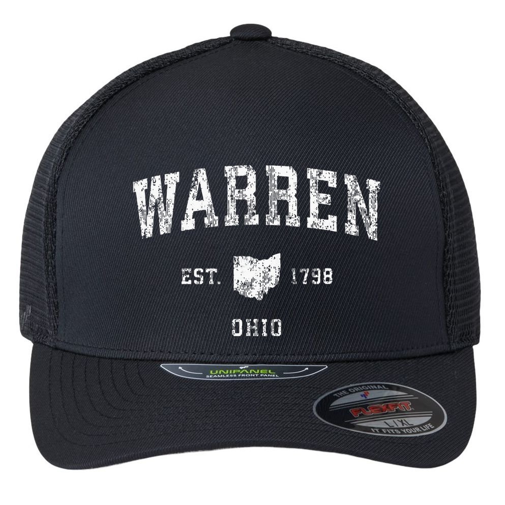 Warren Ohio Oh Vintage Athletic Sports Flexfit Unipanel Trucker Cap
