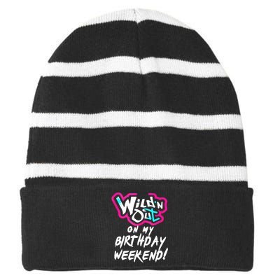 Wildn Out On My Birthday Weekend Party Fun Cute Vibrant Striped Beanie with Solid Band