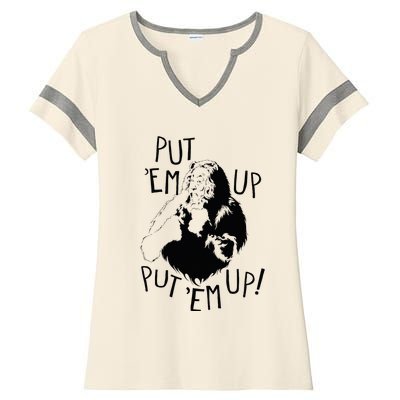 Wizard Of Oz Cowardly Lion Put Em Up Ladies Halftime Notch Neck Tee