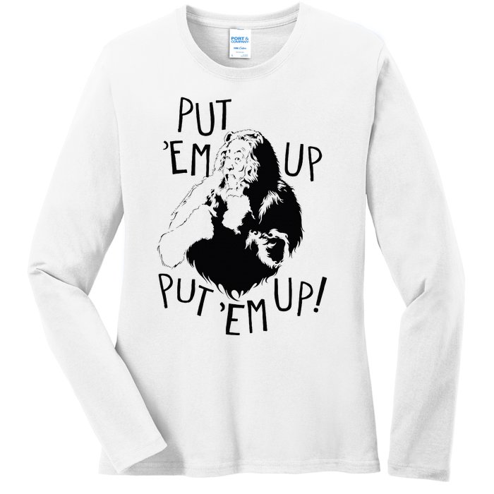 Wizard Of Oz Cowardly Lion Put Em Up Ladies Long Sleeve Shirt