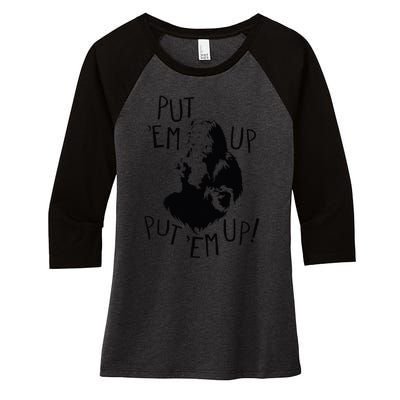 Wizard Of Oz Cowardly Lion Put Em Up Women's Tri-Blend 3/4-Sleeve Raglan Shirt