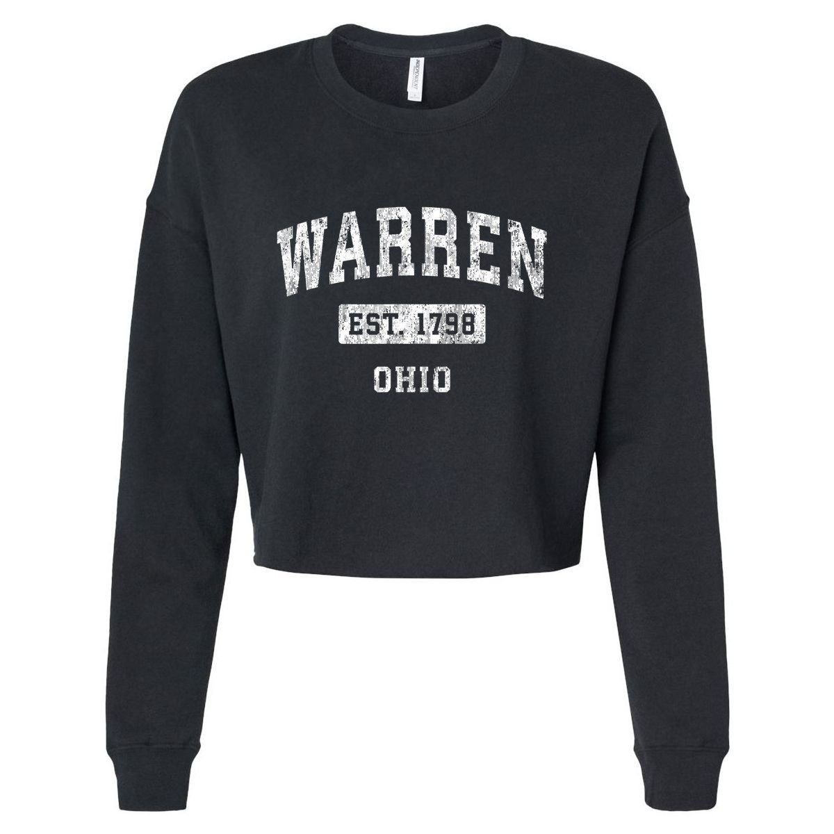 Warren Ohio Oh Vintage Established Sports Cropped Pullover Crew