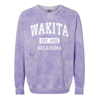 Wakita Oklahoma Ok Vintage Athletic Sports Colorblast Crewneck Sweatshirt