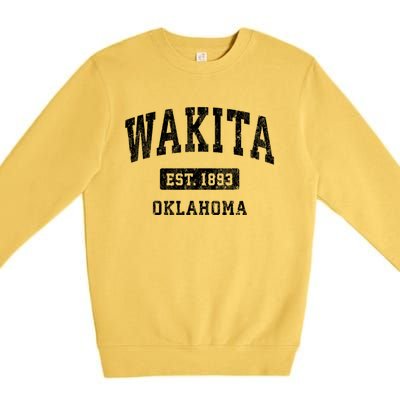 Wakita Oklahoma Ok Vintage Athletic Sports Premium Crewneck Sweatshirt