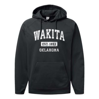 Wakita Oklahoma Ok Vintage Athletic Sports Performance Fleece Hoodie