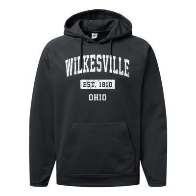 Wilkesville Ohio Oh Vintage Sports Established Performance Fleece Hoodie