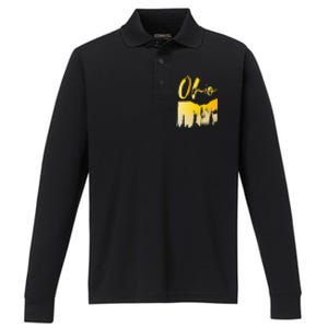 Woods Of O.H.I.O State Of Ohio B.U.C.K.E.Y.E State Performance Long Sleeve Polo