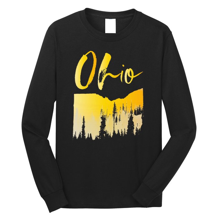 Woods Of O.H.I.O State Of Ohio B.U.C.K.E.Y.E State Long Sleeve Shirt