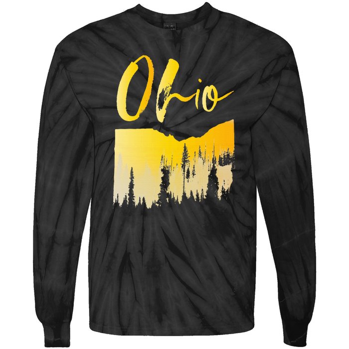 Woods Of O.H.I.O State Of Ohio B.U.C.K.E.Y.E State Tie-Dye Long Sleeve Shirt