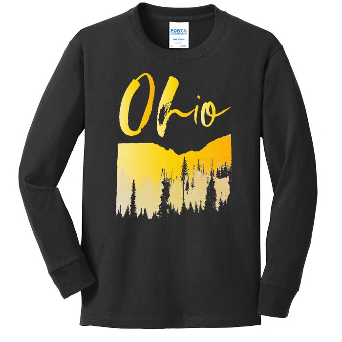 Woods Of O.H.I.O State Of Ohio B.U.C.K.E.Y.E State Kids Long Sleeve Shirt