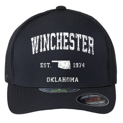 Winchester Oklahoma Ok Vintage Athletic Sports Design Flexfit Unipanel Trucker Cap