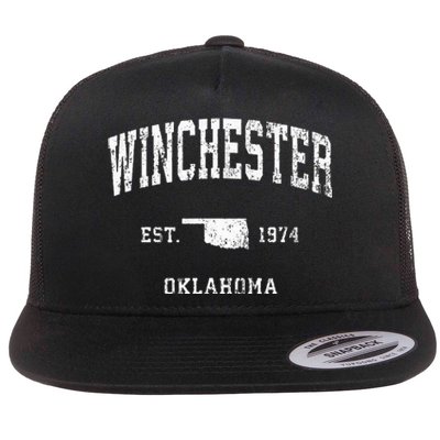 Winchester Oklahoma Ok Vintage Athletic Sports Design Flat Bill Trucker Hat