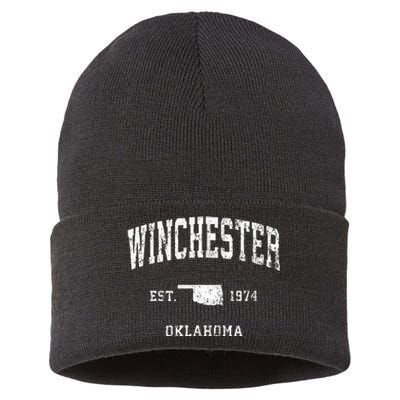 Winchester Oklahoma Ok Vintage Athletic Sports Design Sustainable Knit Beanie