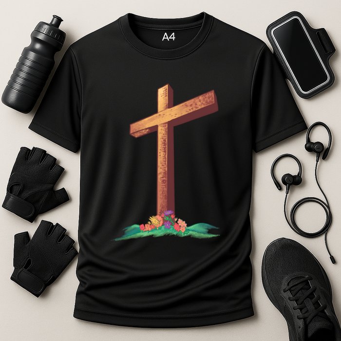 Wooden Cross Cooling Performance Crew T-Shirt