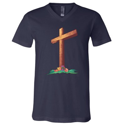 Wooden Cross V-Neck T-Shirt