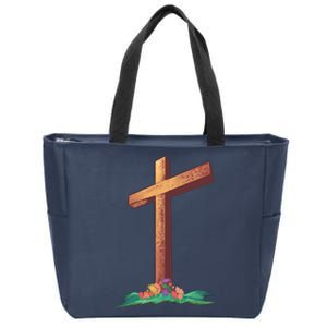 Wooden Cross Zip Tote Bag