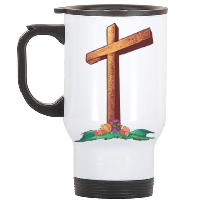 Wooden Cross Stainless Steel Travel Mug