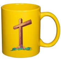 Wooden Cross 11oz C Handle Ceramic Mug
