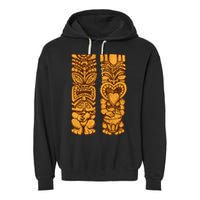 Wooden statues of Tiki with ukulele and drum Garment-Dyed Fleece Hoodie