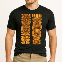 Wooden statues of Tiki with ukulele and drum Performance Shirt
