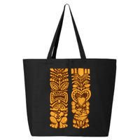 Wooden statues of Tiki with ukulele and drum 25L Jumbo Tote
