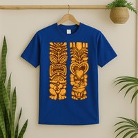 Wooden statues of Tiki with ukulele and drum T-Shirt