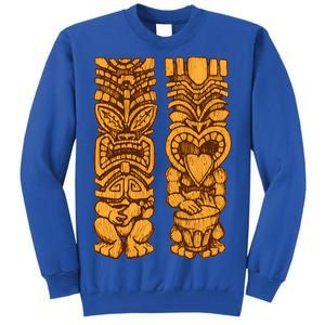 Wooden statues of Tiki with ukulele and drum Tall Sweatshirt