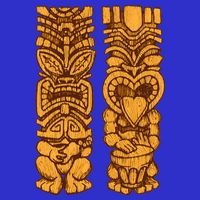 Wooden statues of Tiki with ukulele and drum Baby Bodysuit