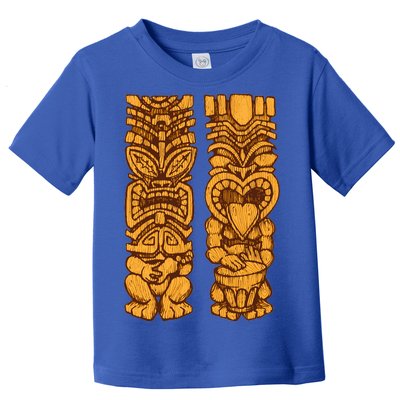 Wooden statues of Tiki with ukulele and drum Toddler T-Shirt