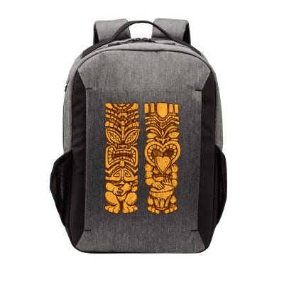 Wooden statues of Tiki with ukulele and drum Vector Backpack