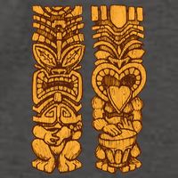Wooden statues of Tiki with ukulele and drum Vector Backpack