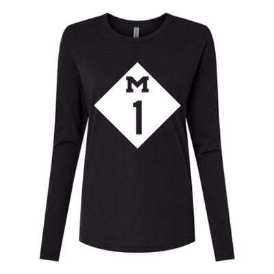 Woodward Ave. M1 Logo Womens Cotton Relaxed Long Sleeve T-Shirt