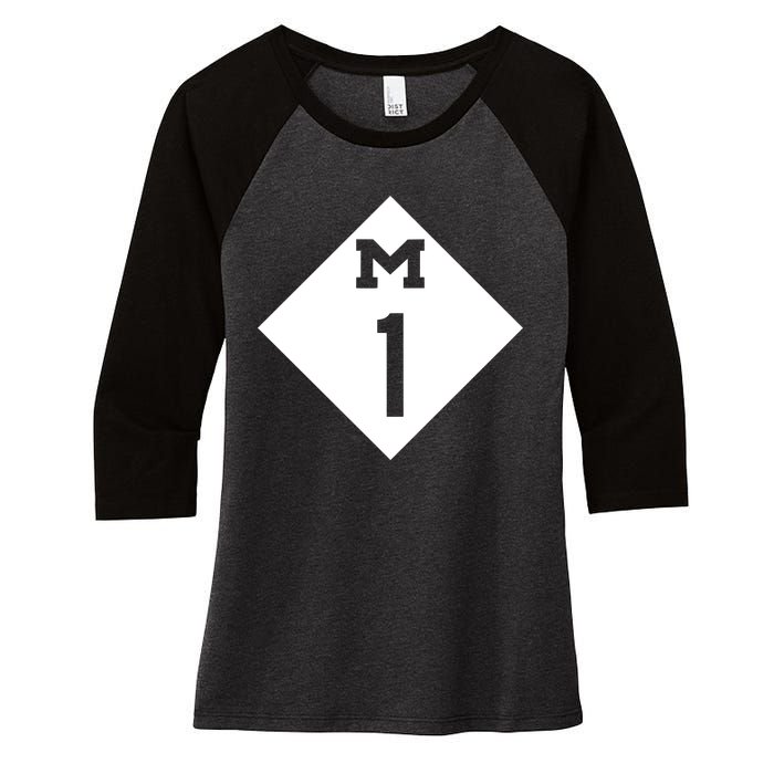 Woodward Ave. M1 Logo Women's Tri-Blend 3/4-Sleeve Raglan Shirt