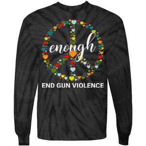 Wear Orange Peace sign Enough End Gun Violence Tie Dye Tie-Dye Long Sleeve Shirt